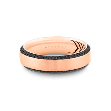 Yellow Gold Shell Apex Brushed Black Diamond Men’s Band - Jax