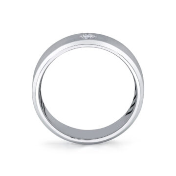 White Gold Shell Apex Brushed Diamond Men’s Band - Lucien
