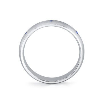 White Gold Heritage Brushed Sapphire Men’s Band - Omar
