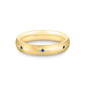White Gold Heritage Brushed Sapphire Men’s Band - Omar