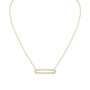 Yellow Gold Shell Héritage Shell Tip Open Bar Diamond Necklace