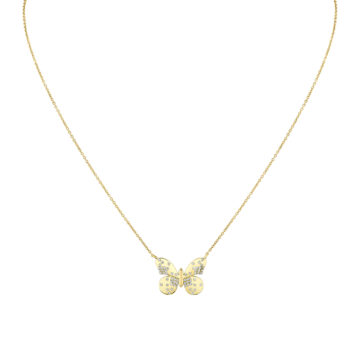 Yellow Gold Shell Héritage Diamond Butterfly Necklace