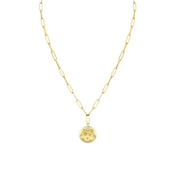 Yellow Gold Auravie Shell Shapes Diamond Paperclip Necklace