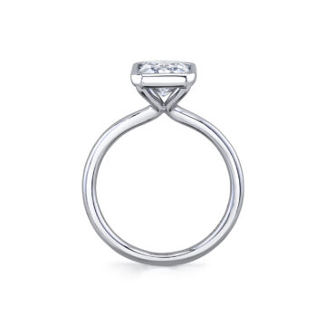 White Gold Emerald Cut Bezel Set Engagement Ring - Cliodhna
