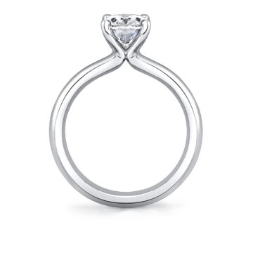 White Gold Oval Cut Wide Band Solitaire Engagement Ring - Demitra