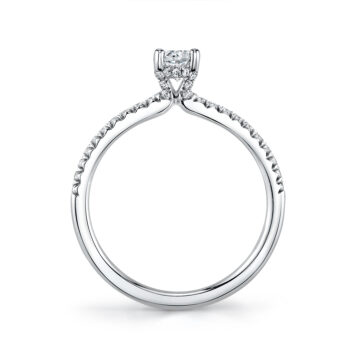 White Gold Round Cut Classic Hidden Halo Engagement Ring - Blythe