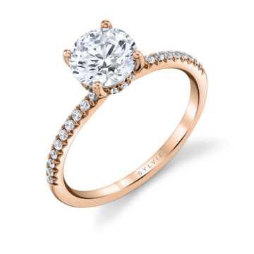 White Gold Round Cut Classic Hidden Halo Engagement Ring - Blythe