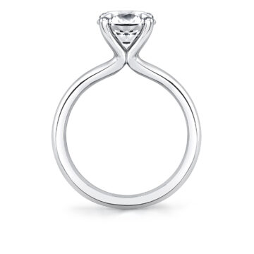 White Gold Round Cut Solitaire Engagement Ring - Ame