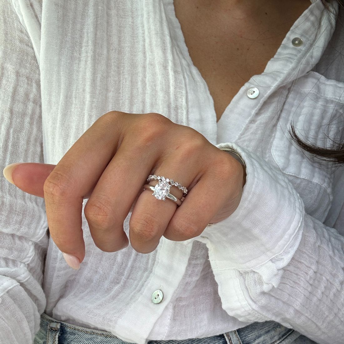 what kind of band should i wear with a solitaire engagement ring setting 1