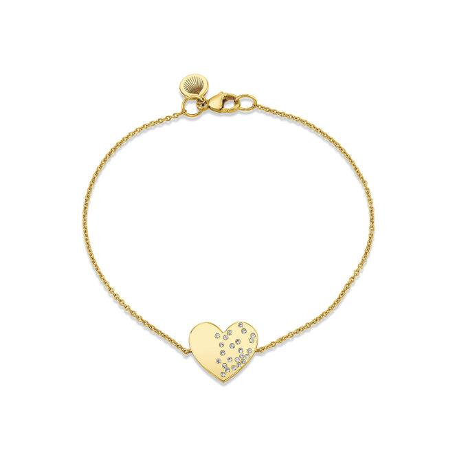 yellow gold diamond heart bracelet
