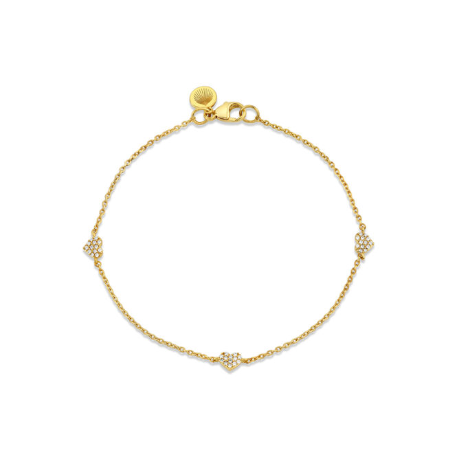 yellow gold small heart charms diamond bracelet