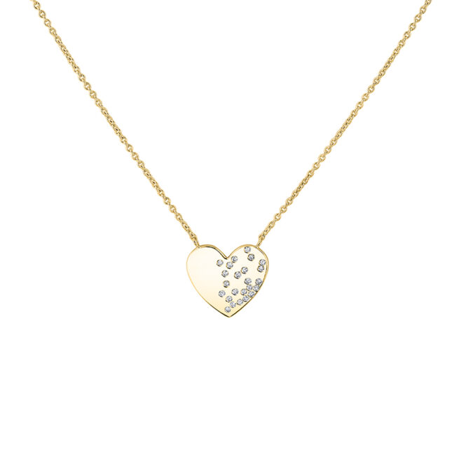 yellow gold diamond heart necklace crop