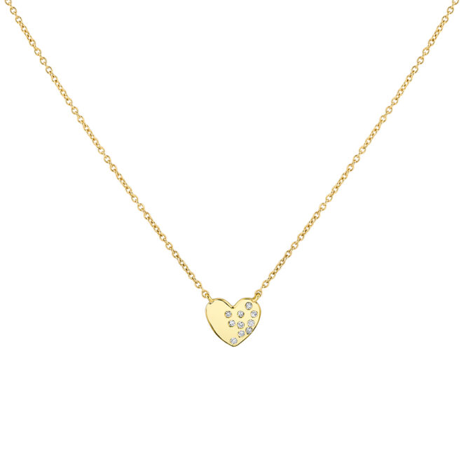 yellow gold diamond heart necklace crop