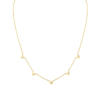 Yellow Gold Éternelle Scattered Diamond Heart Charm Necklace