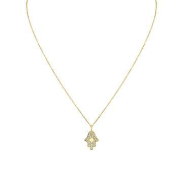 Yellow Gold Éternelle Diamond Hamsa Hand Pendant