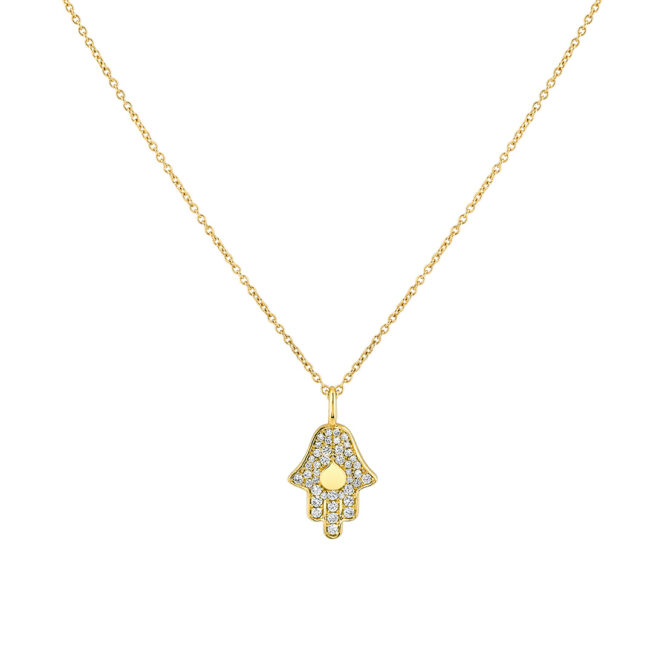 yellow gold diamond Hamsa hand pendant crop