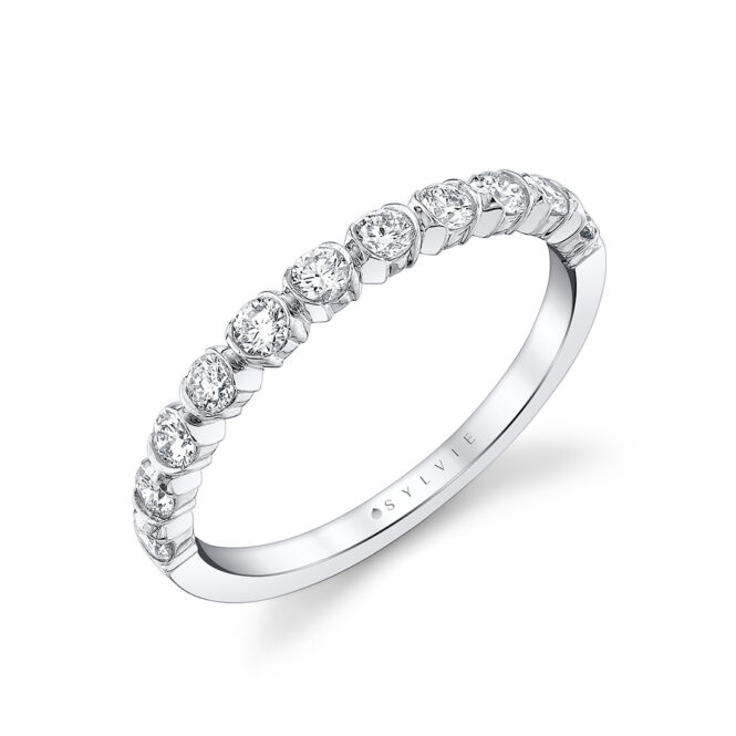 white gold classic half bezel wedding ring