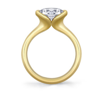 Yellow Gold Shell Auranova Solitaire Engagement Ring - Liora