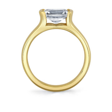 Yellow Gold Shell Auranova East to West Half Bezel Solitaire Engagement Ring - Hollyn