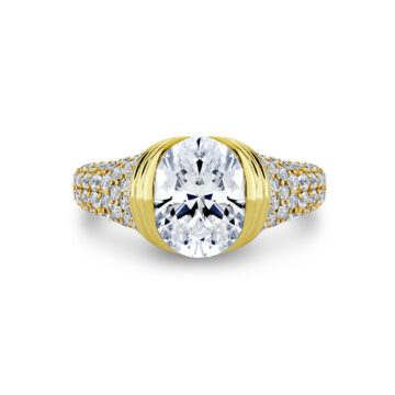 Yellow Gold Shell Auranova Shell Tip Cascade Half Bezel Pavé Engagement Ring - Indya