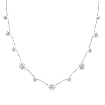 Yellow Gold Solaz Sun Bursts Diamond Choker Necklace