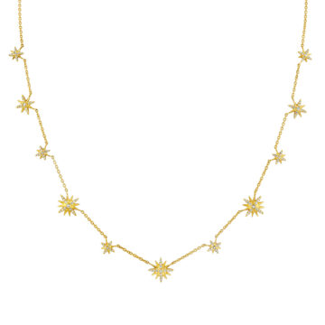 Yellow Gold Solaz Sun Bursts Diamond Choker Necklace