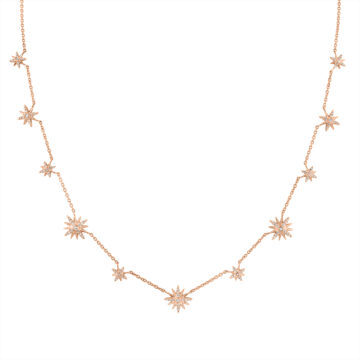 Yellow Gold Solaz Sun Bursts Diamond Choker Necklace
