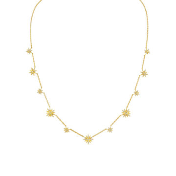 Yellow Gold Solaz Sun Bursts Diamond Choker Necklace