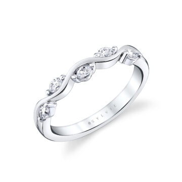 White Gold/Yellow Gold Tulira Marquise Diamond Leaf Wedding Ring