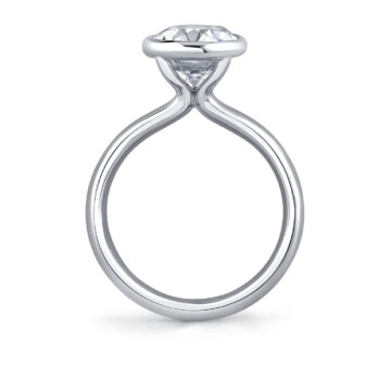 White Gold Oval Cut Bezel Solitaire Engagement Ring - Mavis