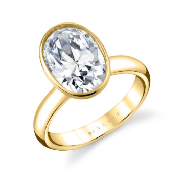 White Gold Oval Cut Bezel Solitaire Engagement Ring - Mavis