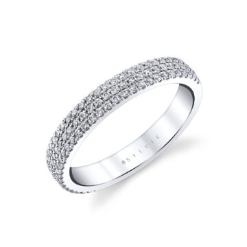 Yellow Gold Heritage Triple Row Pavé Diamond Wedding Ring