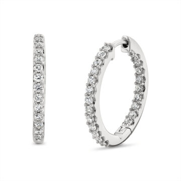 White Gold Shell Héritage Diamond Hoop Earrings