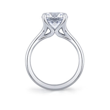 White Gold Round Cut Double Band Solitaire Engagement Ring - Remi