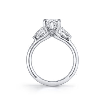 White Gold Iconelle Pear Three Stone Engagement Ring - Nahla
