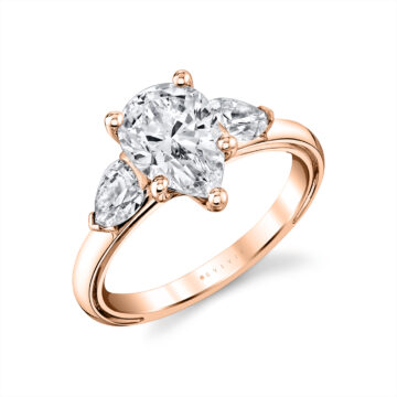 White Gold Iconelle Pear Three Stone Engagement Ring - Nahla