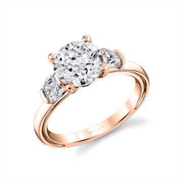 White Gold Iconelle Round Three Stone Engagement Ring - Verity