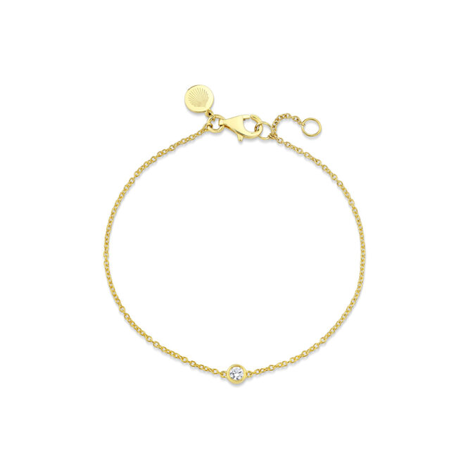 yellow gold round bezel diamond bracelet