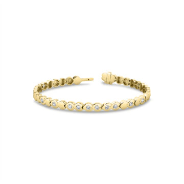 Yellow Gold Shell Shape Spaced Bezel Diamond Bracelet