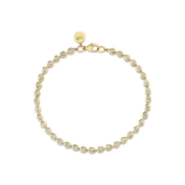 Yellow Gold Shell Bezel Pear Diamond Bracelet