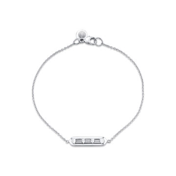 White Gold Shell Tip Bezel Baguette Diamond Bracelet