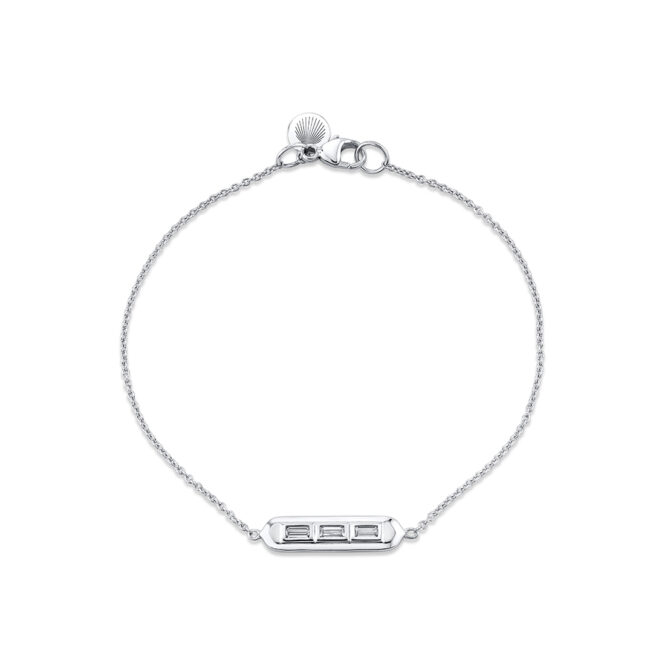 white gold bezel baguette diamond bracelet