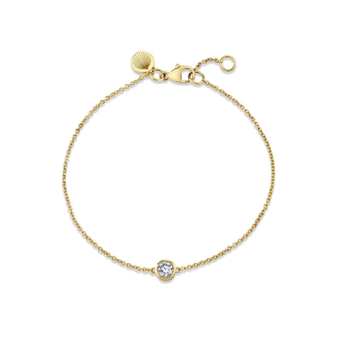 yellow gold round bezel diamond bracelet