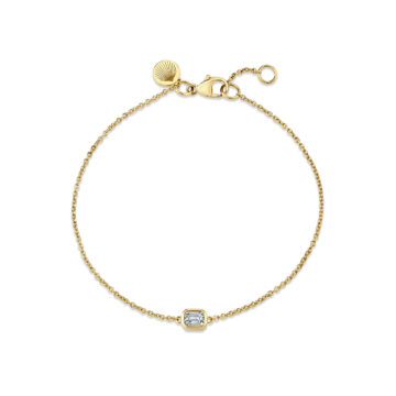 Yellow Gold East West Emerald Bezel Diamond Bracelet
