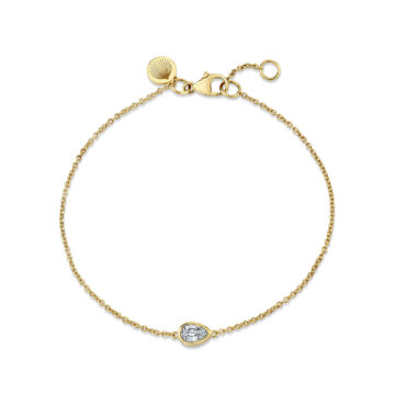 Yellow Gold Shell Pear Bezel Diamond Bracelet