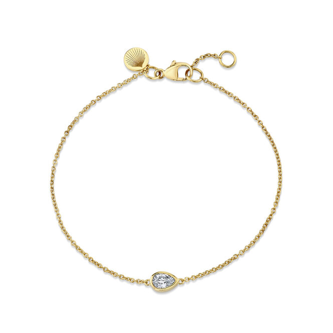 yellow gold pear bezel diamond bracelet