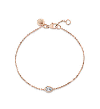Yellow Gold Shell Pear Bezel Diamond Bracelet