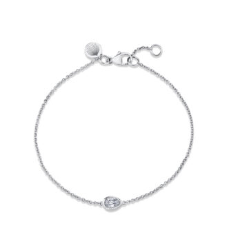 Yellow Gold Shell Pear Bezel Diamond Bracelet