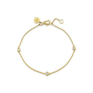 Yellow Gold Round Bezel Diamond Trio Bracelet