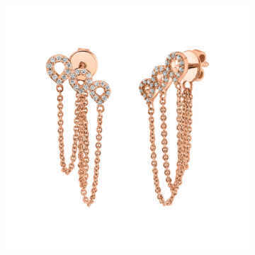 Yellow Gold Diamond Shell Trio Chain Earrings